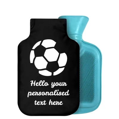 800ml (Football Icon) Black Soft Velvet Polyester Fabric with Removable Cover (Personalised with Text)