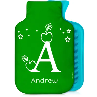 2 Litre with Alphabet Theme Bright Green Soft Velvet Polyester Fabric (Personalised with Text)