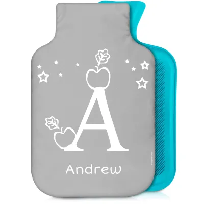 800ml with Alphabet Theme Grey Soft Velvet Polyester Fabric (Personalised with Text)