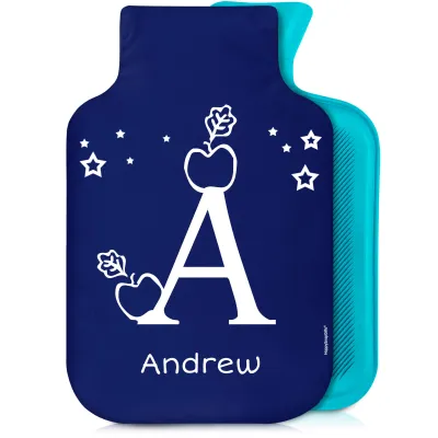 2 Litre with Alphabet Theme Navy Blue Soft Velvet Polyester Fabric (Personalised with Text)