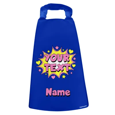 with Hearts & Stars Design Royal Blue Water Resistant Polyester Fabric (Personalised with Text)