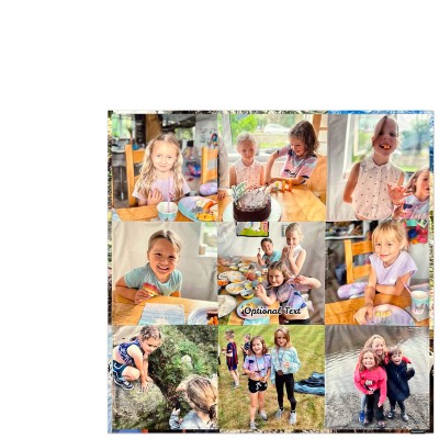 120cm Square (9 Photos Front & Back) (Personalised with Text)