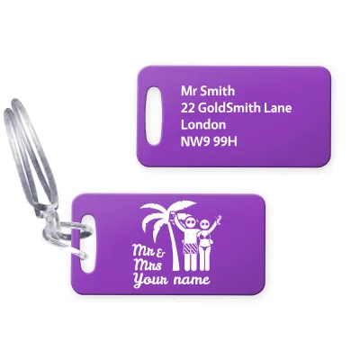 (9cm x 4.5cm) (Mr & Mr Cheers) Purple with Clear Loop (Personalised with Text)
