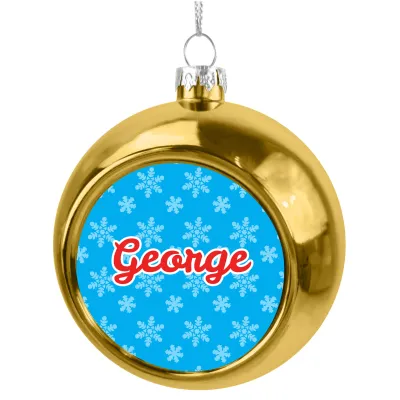 (Gold) - Snowflakes on Blue Design (Personalised with Text)