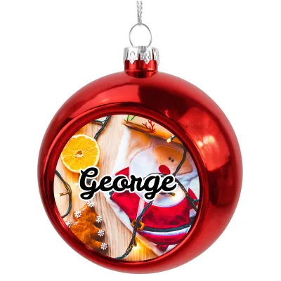 (Red) - Christmas Decorations Design (Personalised with Text)