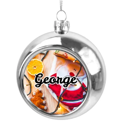 (Silver) - Christmas Decorations Design (Personalised with Text)