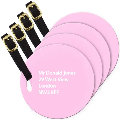 (10cm Circle) Baby Pink with Leather Strap (Personalised with Text)