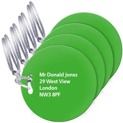 (10cm Circle) Bright Green with Clear Loop (Personalised with Text)