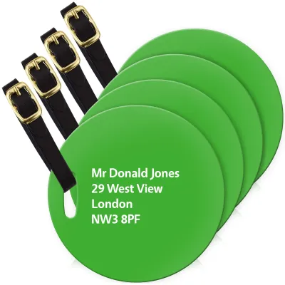 (10cm Circle) Bright Green with Leather Strap (Personalised with Text)