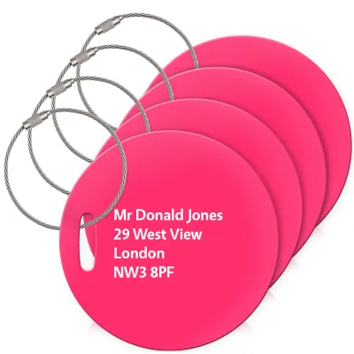 (10cm Circle) Hot Pink (Fuchsia) with Metal Loop (Personalised with Text)