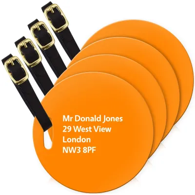 (10cm Circle) Burnt Orange with Leather Strap (Personalised with Text)