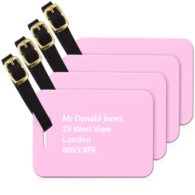 (10cm x 7cm) Baby Pink with Leather Strap (Personalised with Text)