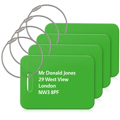 (10cm x 7cm) Bright Green with Metal Loop (Personalised with Text)