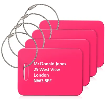 (10cm x 7cm) Hot Pink (Fuchsia) with Metal Loop (Personalised with Text)
