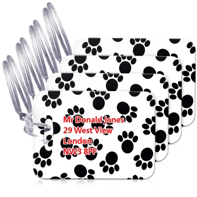 (10cm x 7cm) - Paws Print with Clear Loop (Personalised with Text)