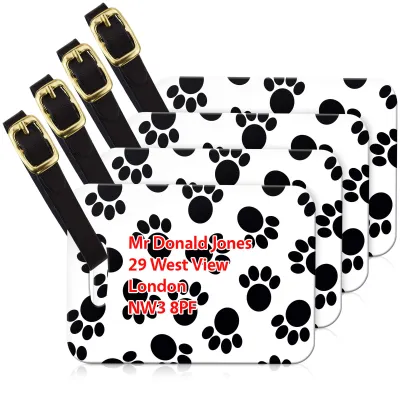 (10cm x 7cm) - Paws Print with Leather Strap (Personalised with Text)