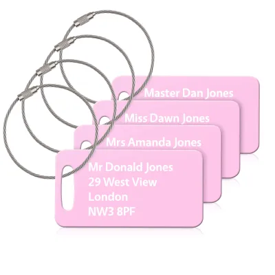 (9cm x 4.5cm) Baby Pink with Metal Loop (Personalised with Text)