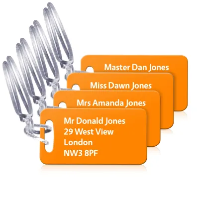 (9cm x 4.5cm) Burnt Orange with Clear Loop (Personalised with Text)