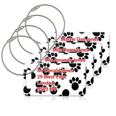 (9cm x 4.5cm) - Paws Print with Metal Loop (Personalised with Text)