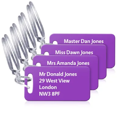 (9cm x 4.5cm) Purple with Clear Loop (Personalised with Text)