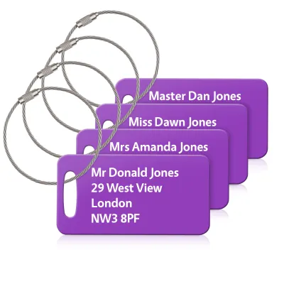 (9cm x 4.5cm) Purple with Metal Loop (Personalised with Text)