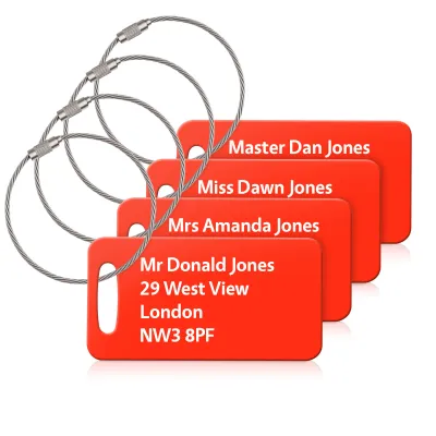 (9cm x 4.5cm) Red with Metal Loop (Personalised with Text)