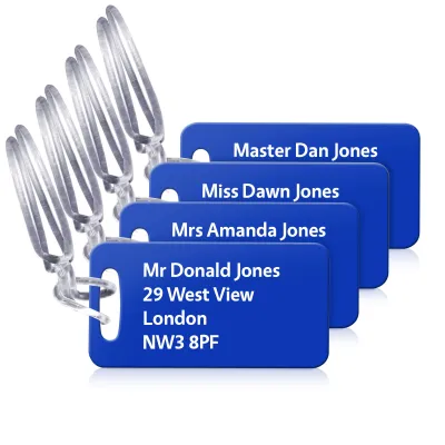 (9cm x 4.5cm) Royal Blue with Clear Loop (Personalised with Text)