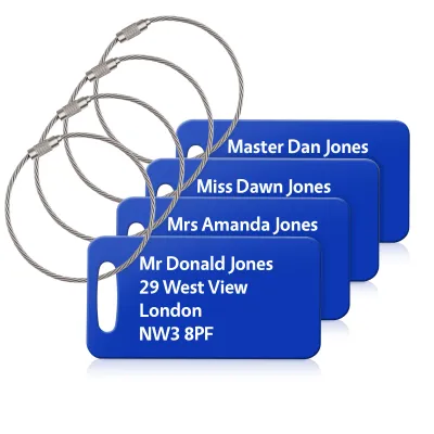 (9cm x 4.5cm) Royal Blue with Metal Loop (Personalised with Text)