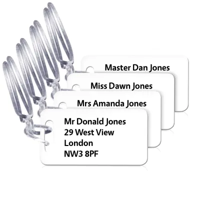 (9cm x 4.5cm) White with Clear Loop (Personalised with Text)