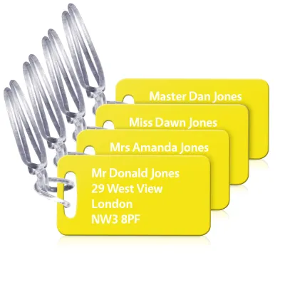 (9cm x 4.5cm) Yellow with Clear Loop (Personalised with Text)