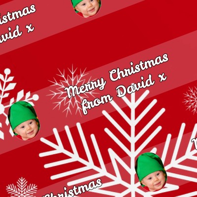(Striped Design) (Snowflakes red) 150cm x 60cm (70gsm) (Personalised with Text)
