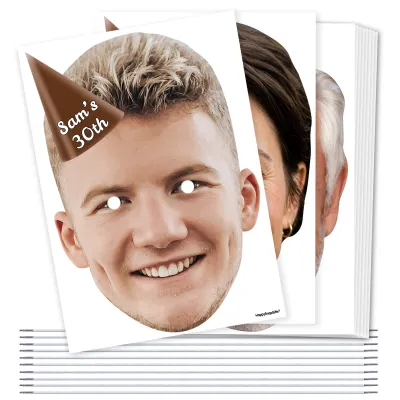 Pack of 10 (A4) with Hat Theme (Brown) DIY Masks + Elastics (Personalised with Text)