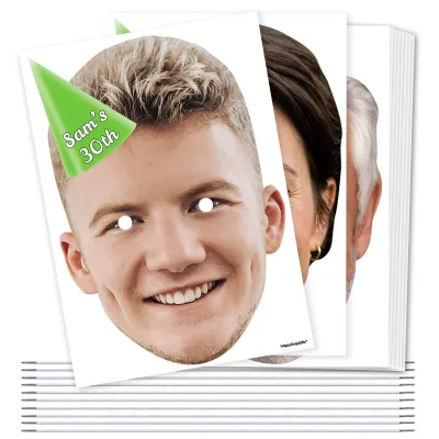 Pack of 10 (A4) with Hat Theme (Green) DIY Masks + Elastics (Personalised with Text)