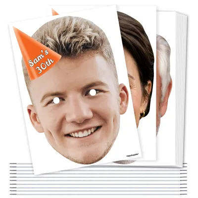 Pack of 10 (A4) with Hat Theme (Orange) DIY Masks + Elastics (Personalised with Text)