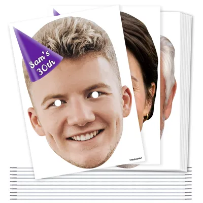 Pack of 10 (A4) with Hat Theme (Purple) DIY Masks + Elastics (Personalised with Text)