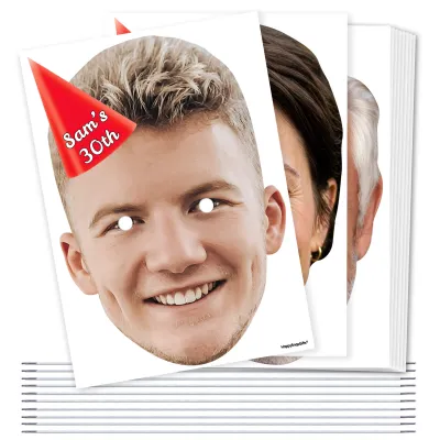 Pack of 10 (A4) with Hat Theme (Red) DIY Masks + Elastics (Personalised with Text)