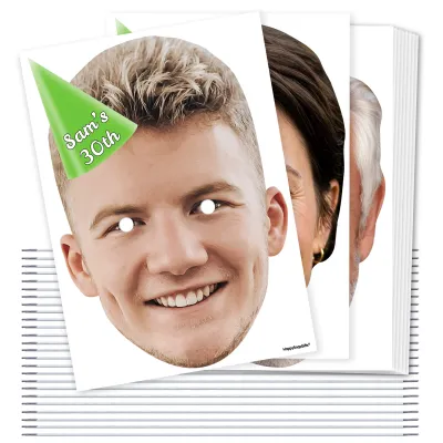 A4 (Pack of 25) with Hat Theme (Green) DIY Masks + Elastics (Personalised with Text)