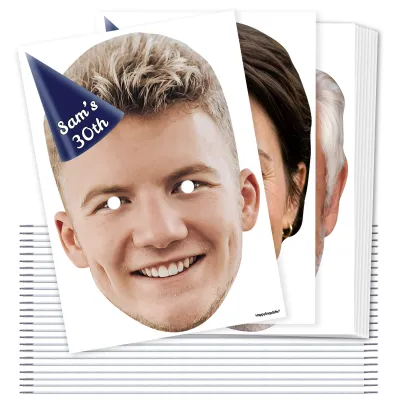 A4 (Pack of 25) with Hat Theme (Navy Blue) DIY Masks + Elastics (Personalised with Text)