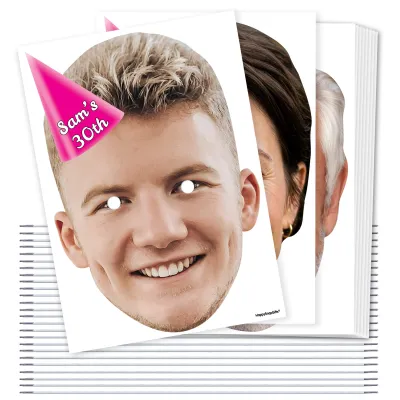 A4 (Pack of 25) with Hat Theme (Pink) DIY Masks + Elastics (Personalised with Text)