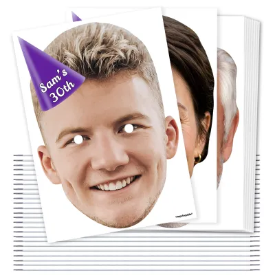 A4 (Pack of 25) with Hat Theme (Purple) DIY Masks + Elastics (Personalised with Text)
