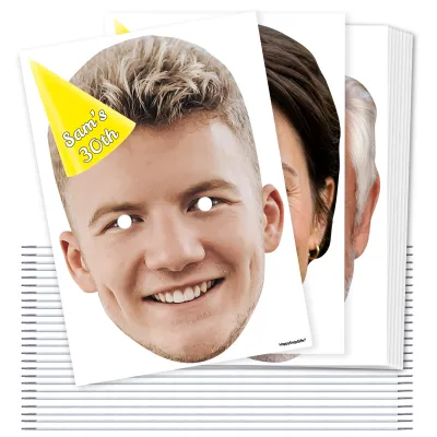 A4 (Pack of 25) with Hat Theme (Yellow) DIY Masks + Elastics (Personalised with Text)