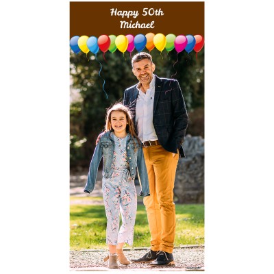 with Balloons Design (Brown) 200cm x 100cm (70gsm) (Personalised with Text)