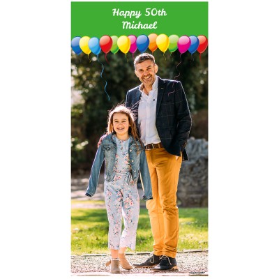 with Balloons Design (Green) 200cm x 100cm (70gsm) (Personalised with Text)