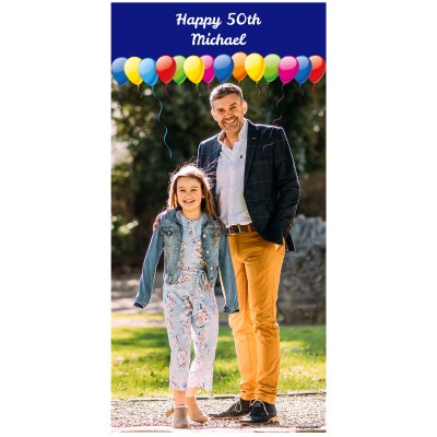with Balloons Design (Navy Blue) 200cm x 100cm (70gsm) (Personalised with Text)