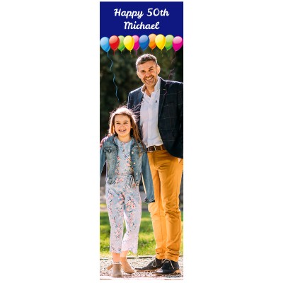 with Balloons Design (Navy Blue) 200cm x 60cm (70gsm) (Personalised with Text)
