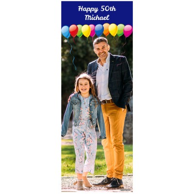 with Balloons Design (Navy Blue) 200cm x 75cm (70gsm) (Personalised with Text)