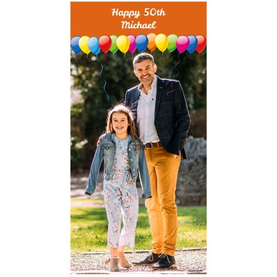 with Balloons Design (Orange) 200cm x 100cm (70gsm) (Personalised with Text)