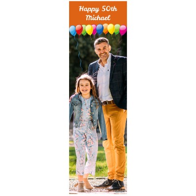 with Balloons Design (Orange) 200cm x 60cm (70gsm) (Personalised with Text)