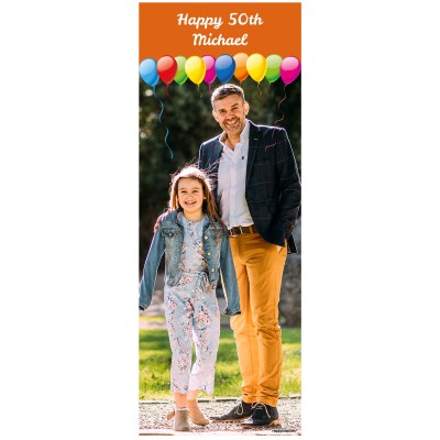 with Balloons Design (Orange) 200cm x 75cm (70gsm) (Personalised with Text)