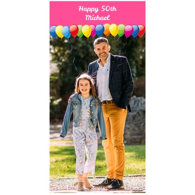 with Balloons Design (Pink) 200cm x 100cm (70gsm) (Personalised with Text)